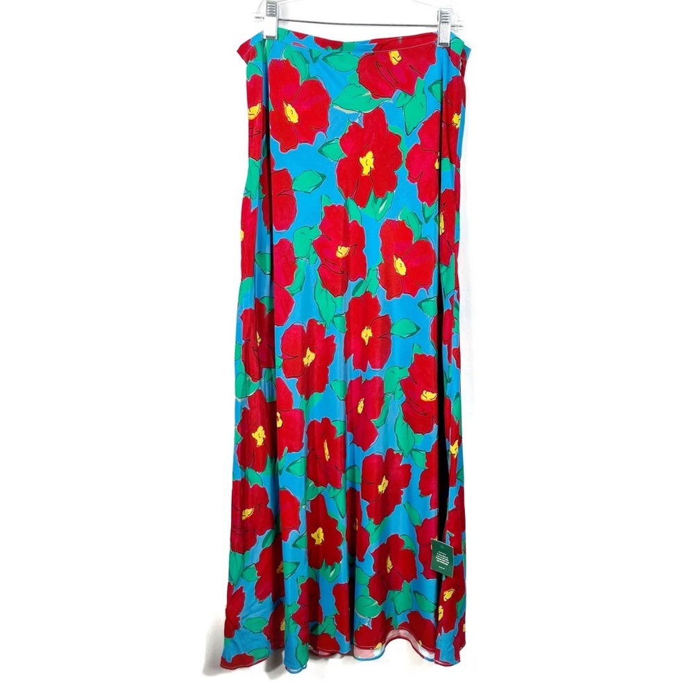 RIXO London Colorful Hibiscus Silk Maxi Skirt Small Tropical Travel NWOT S - Picture 1 of 5